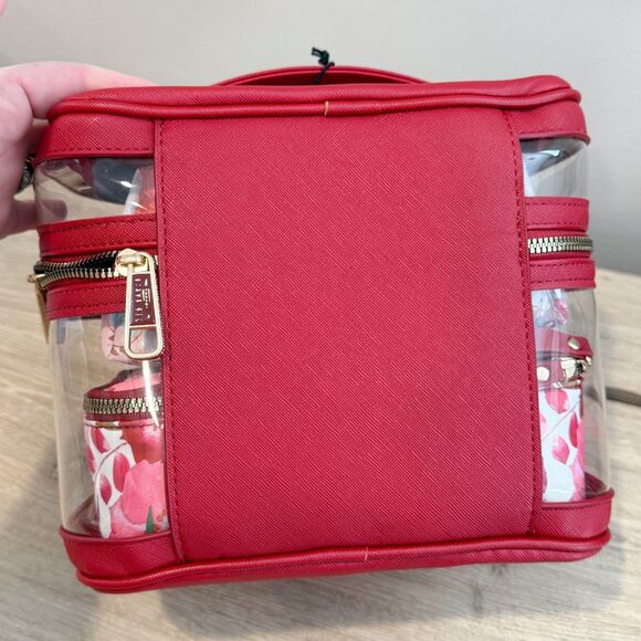 NWT Ted Baker London 4 Four Piece Travel Toiletry Cosmetic Case Set Red Floral - Picture 7 of 10